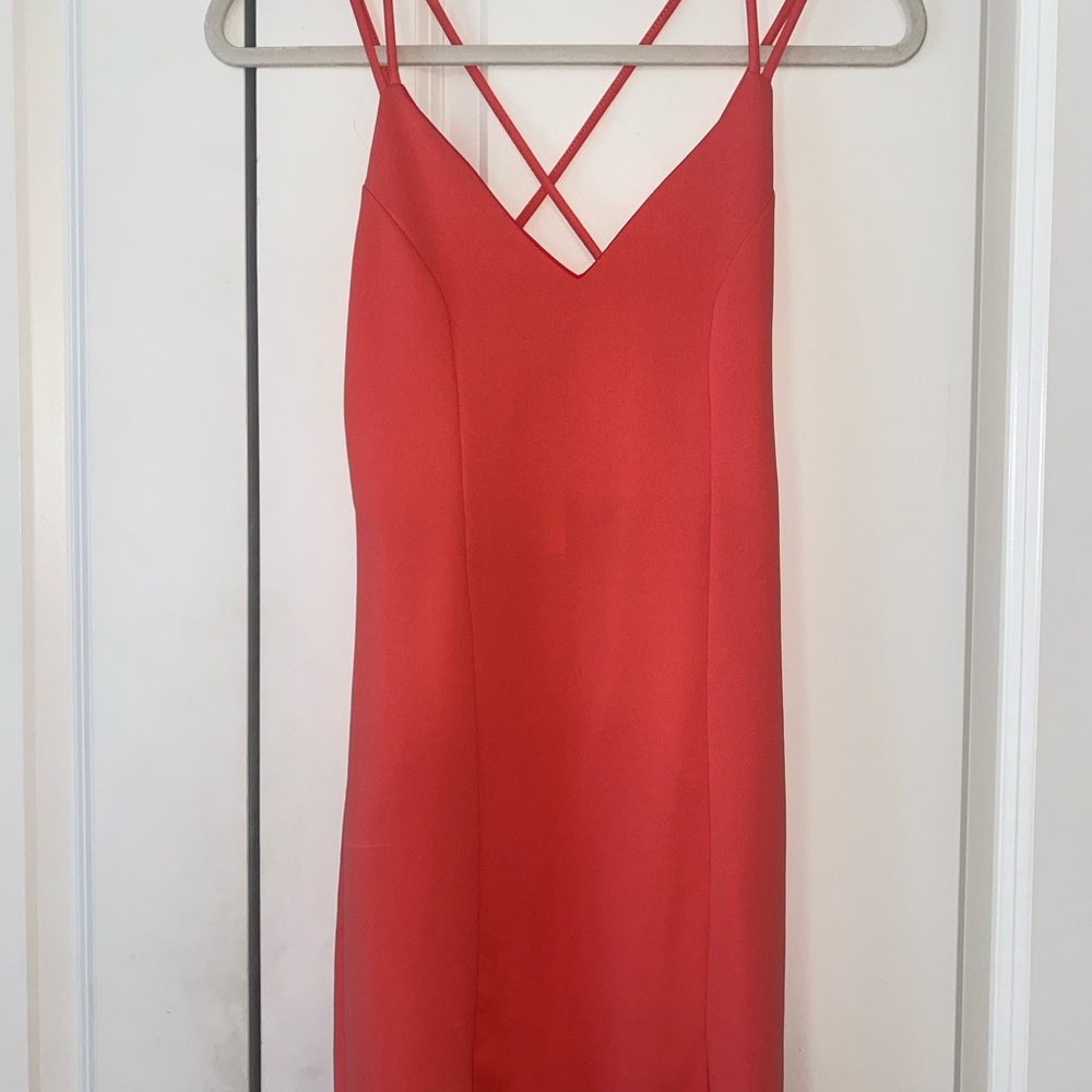 Orange cocktail dress.
